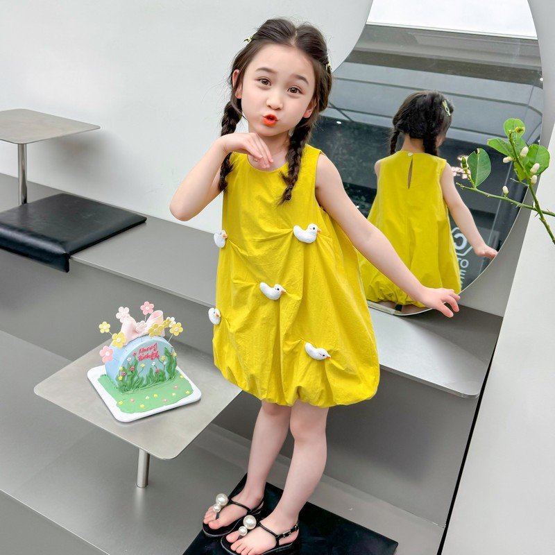 Korean Style Baby Dress, Summer Little Yellow Duck