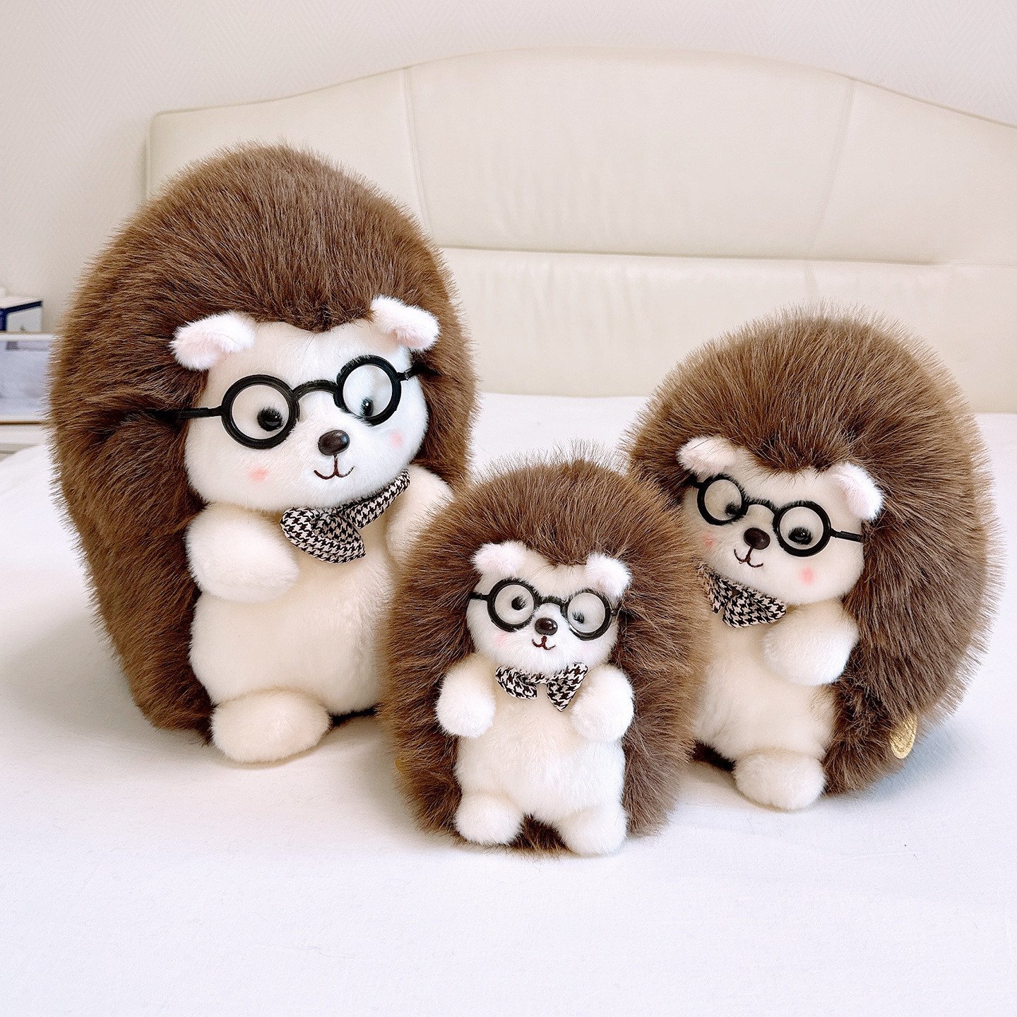 Themed bow tie hedgehog porcupine realistic plush toy