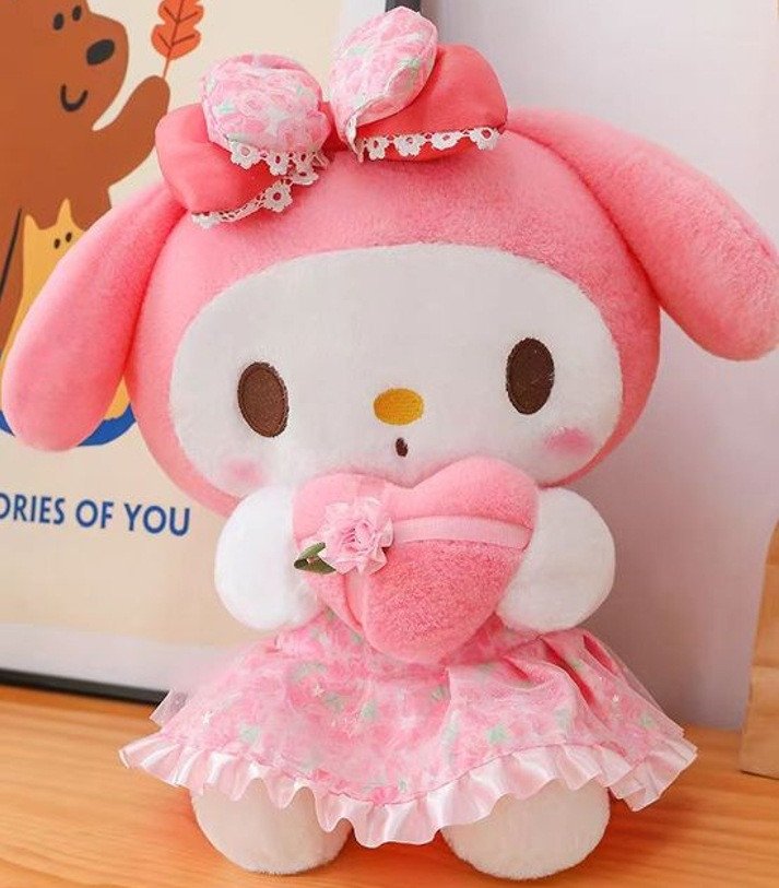 New Melody Kuromi Cartoon Princess Skirt Plush Toys Soft Stuffed Toy for Gifts
