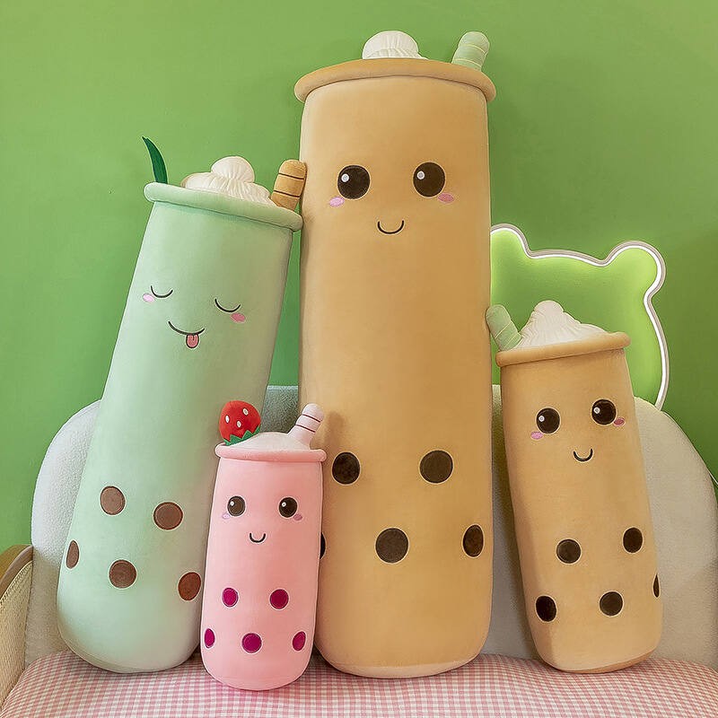 Cute Boba Long Pillow Plush Toy Milk Tea Cup Shaped Sleeping Pillow