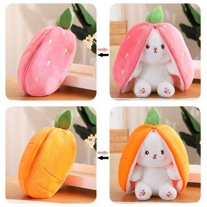 Carrot Strawberry Transformed Into Rabbit Fruit Stuffed Plush Toys Bunny Doll