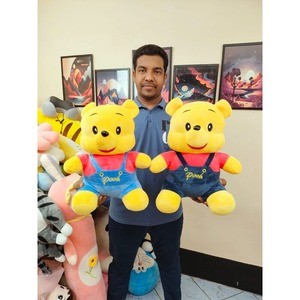 Cute Fluffy Winnie Pooh Teddy Bear With Jacket Stuffed Soft Toy For Gifting Loved Once On Occasion