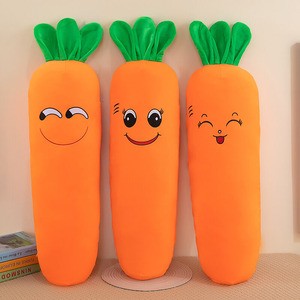 Carrot pillow long strip cute expression plush sleeping on the bed